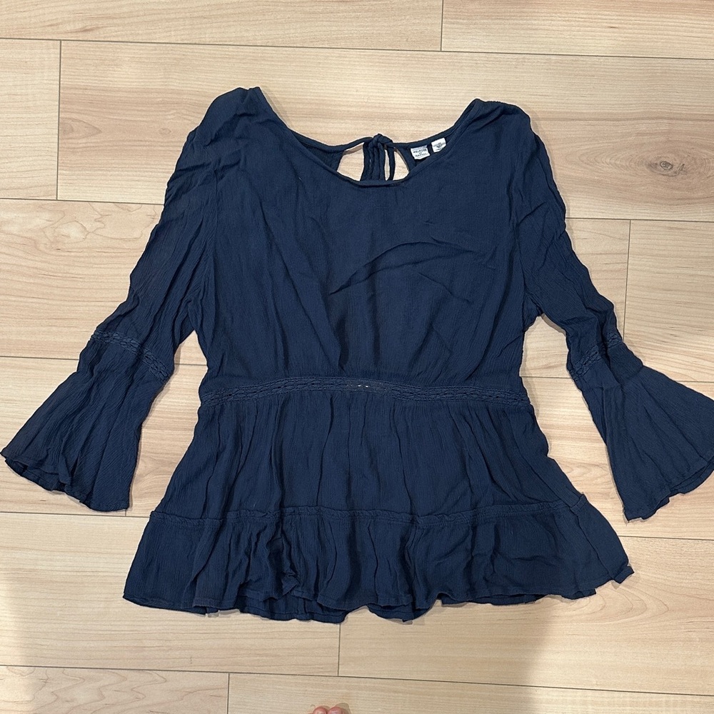 Flowy Dark Blue Boho Blouse